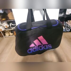 Adidas Black Duffel Bag with Pink and Purple Logo Gym Bag
